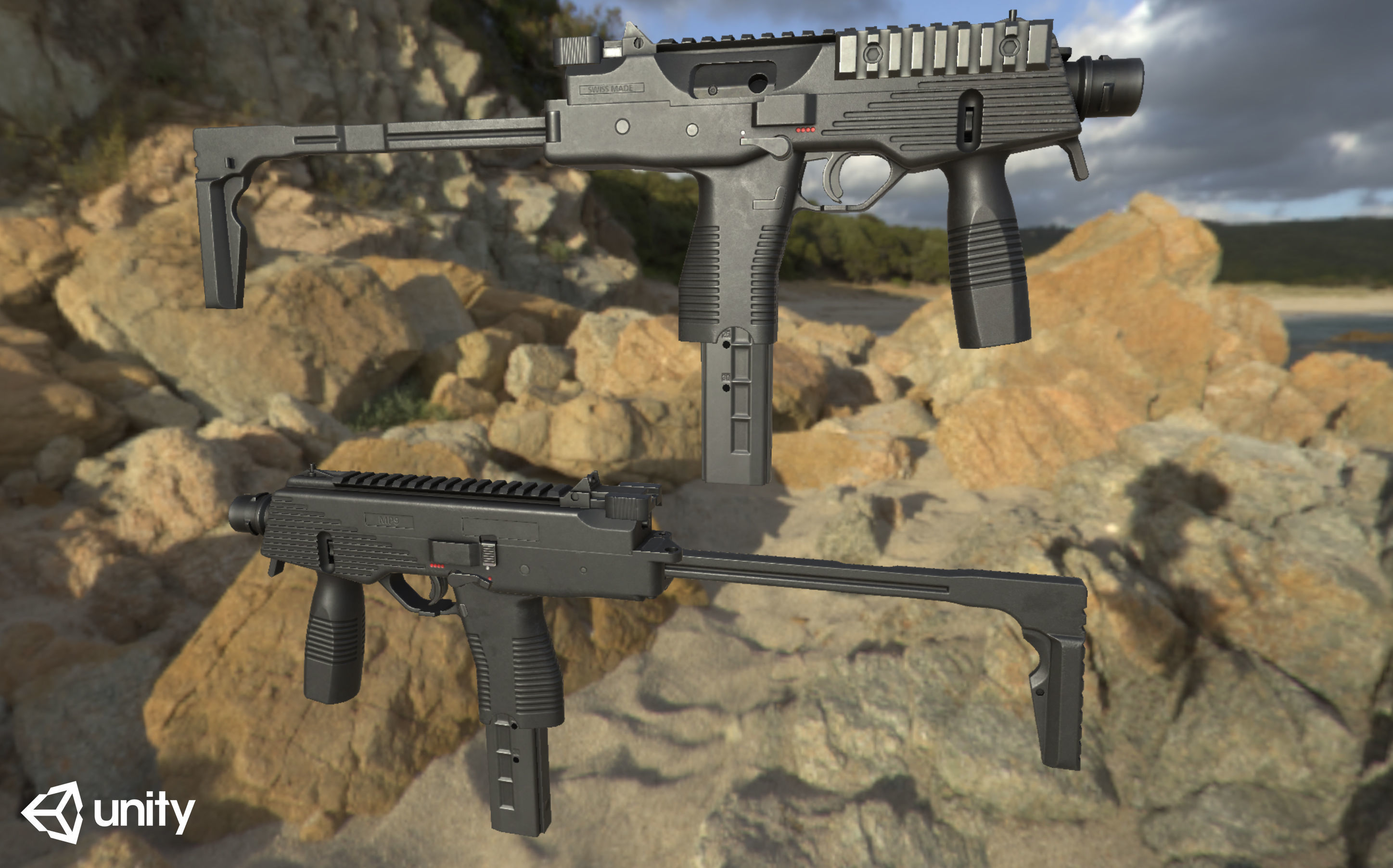 MP9 Submachine Gun Low-poly 3D model_21