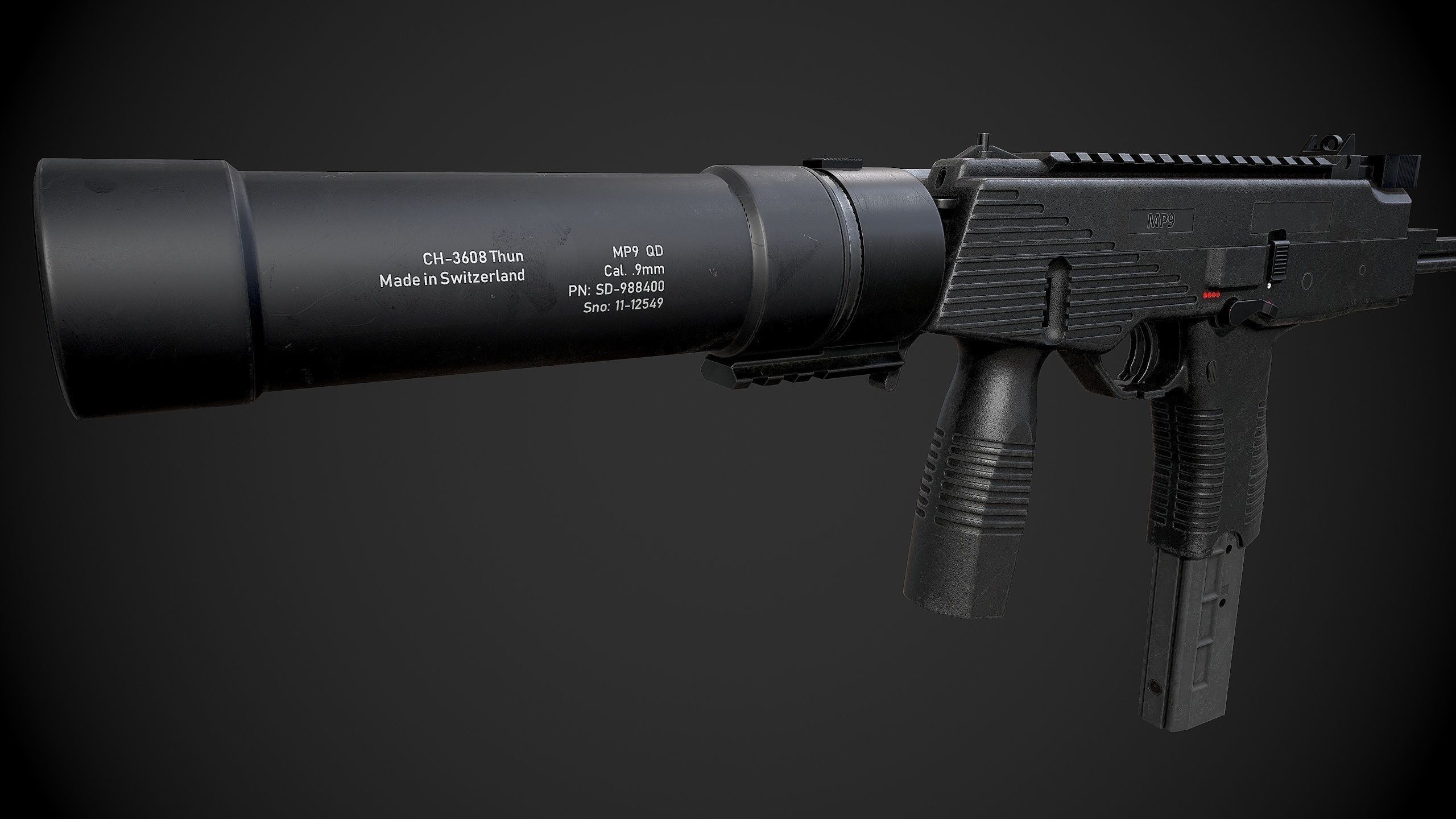 MP9 Submachine Gun Low-poly 3D model_4