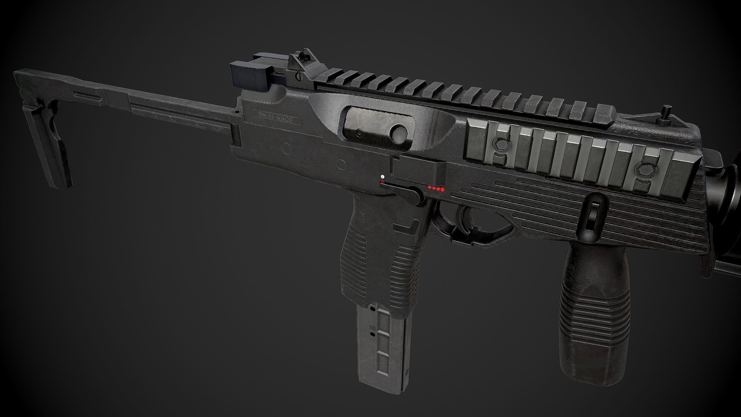 MP9 Submachine Gun Low-poly 3D model_9