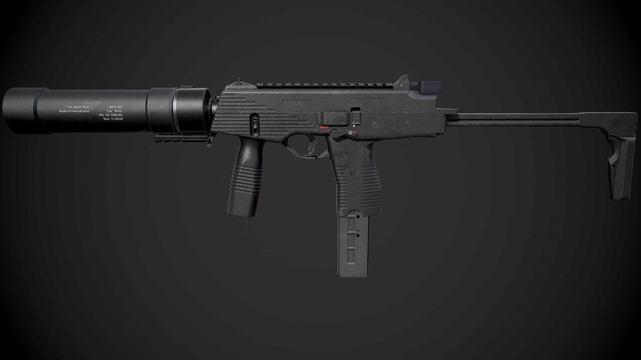 MP9 Submachine Gun Low-poly 3D model_2