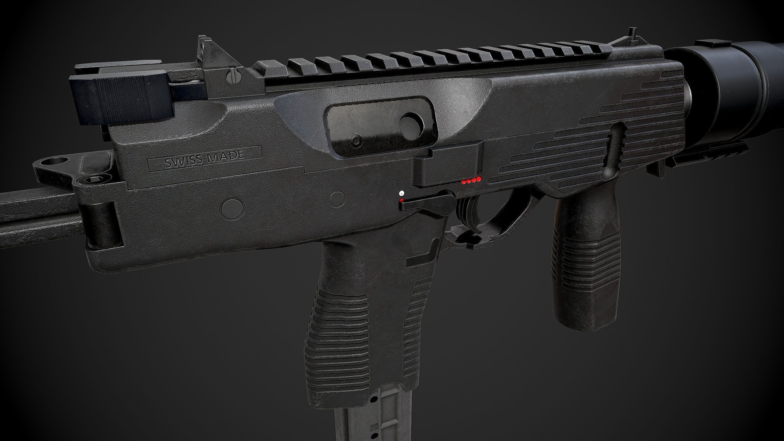 MP9 Submachine Gun Low-poly 3D model_8