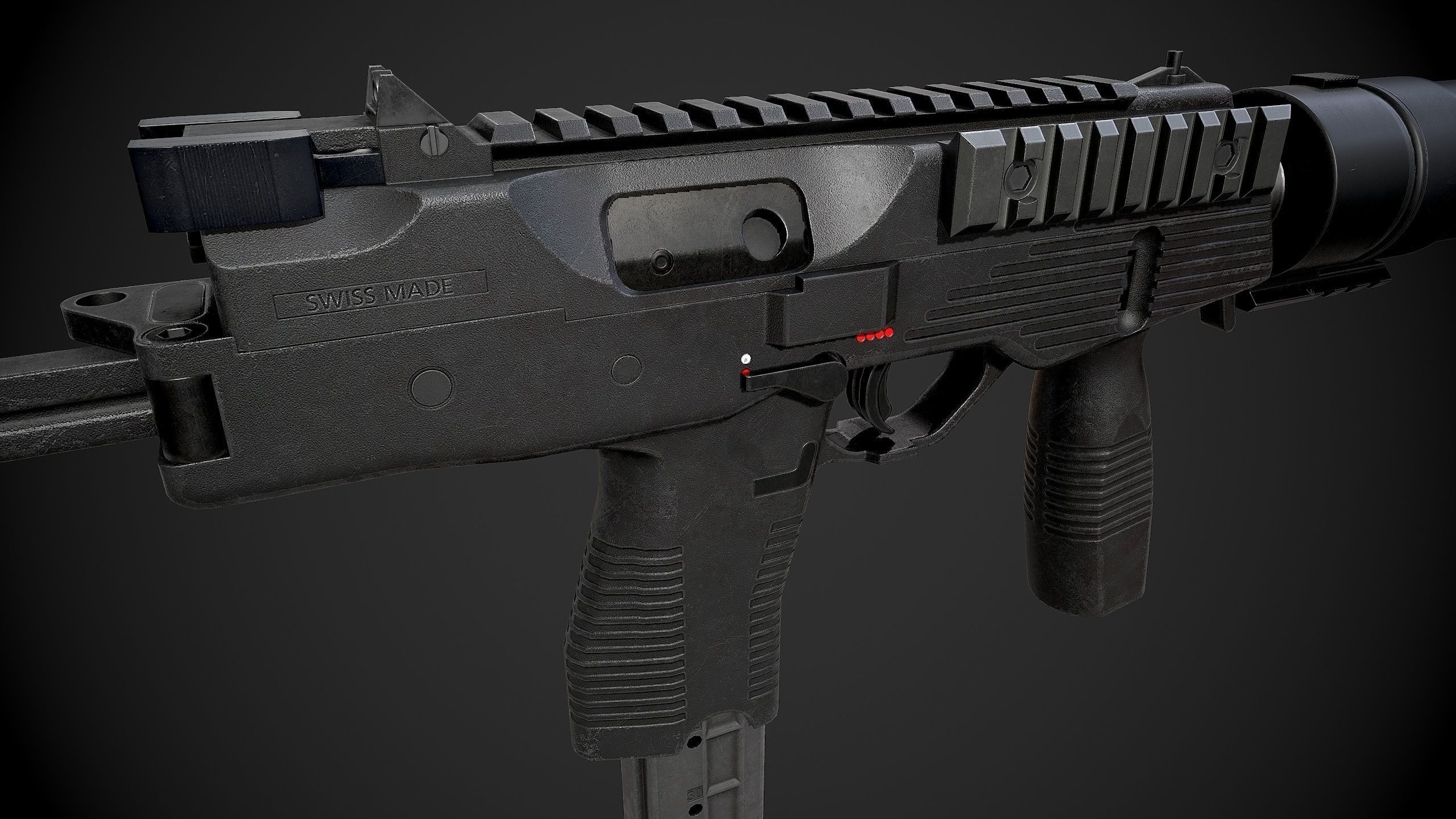 MP9 Submachine Gun Low-poly 3D model_7