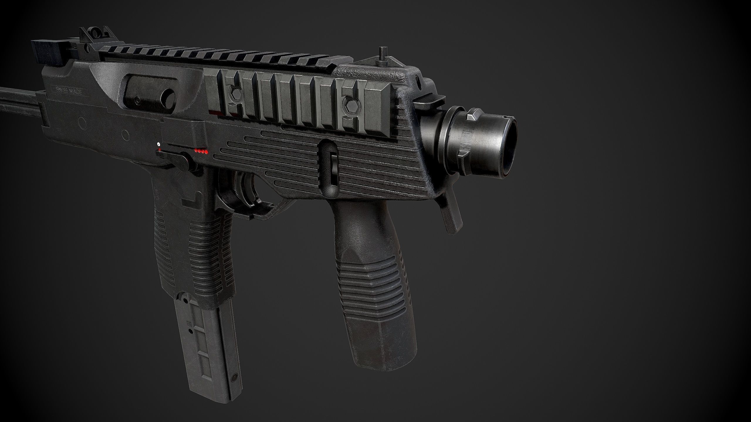 MP9 Submachine Gun Low-poly 3D model_6