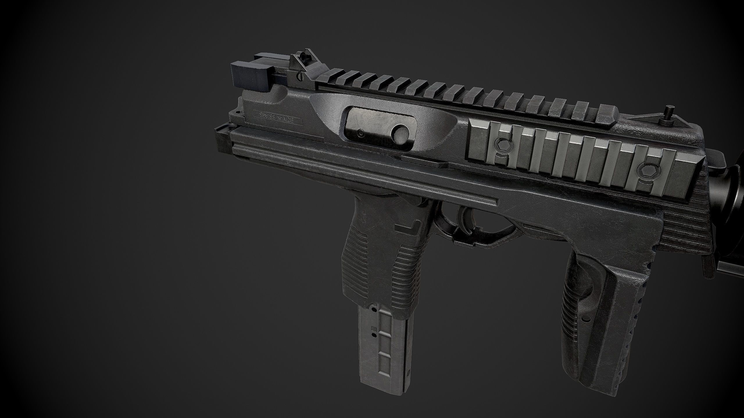 MP9 Submachine Gun Low-poly 3D model_10