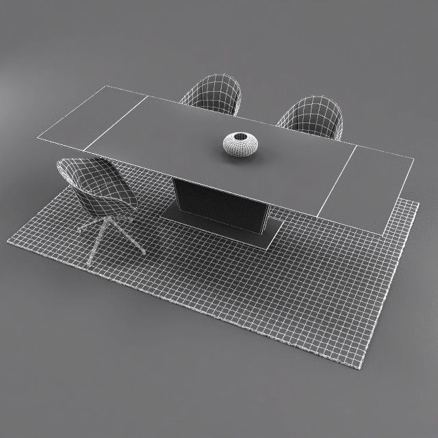 BoConcept Monza table and Adelaide chair 3D model_1