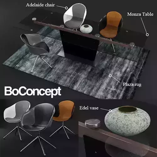 BoConcept Monza table and Adelaide chair 3D model