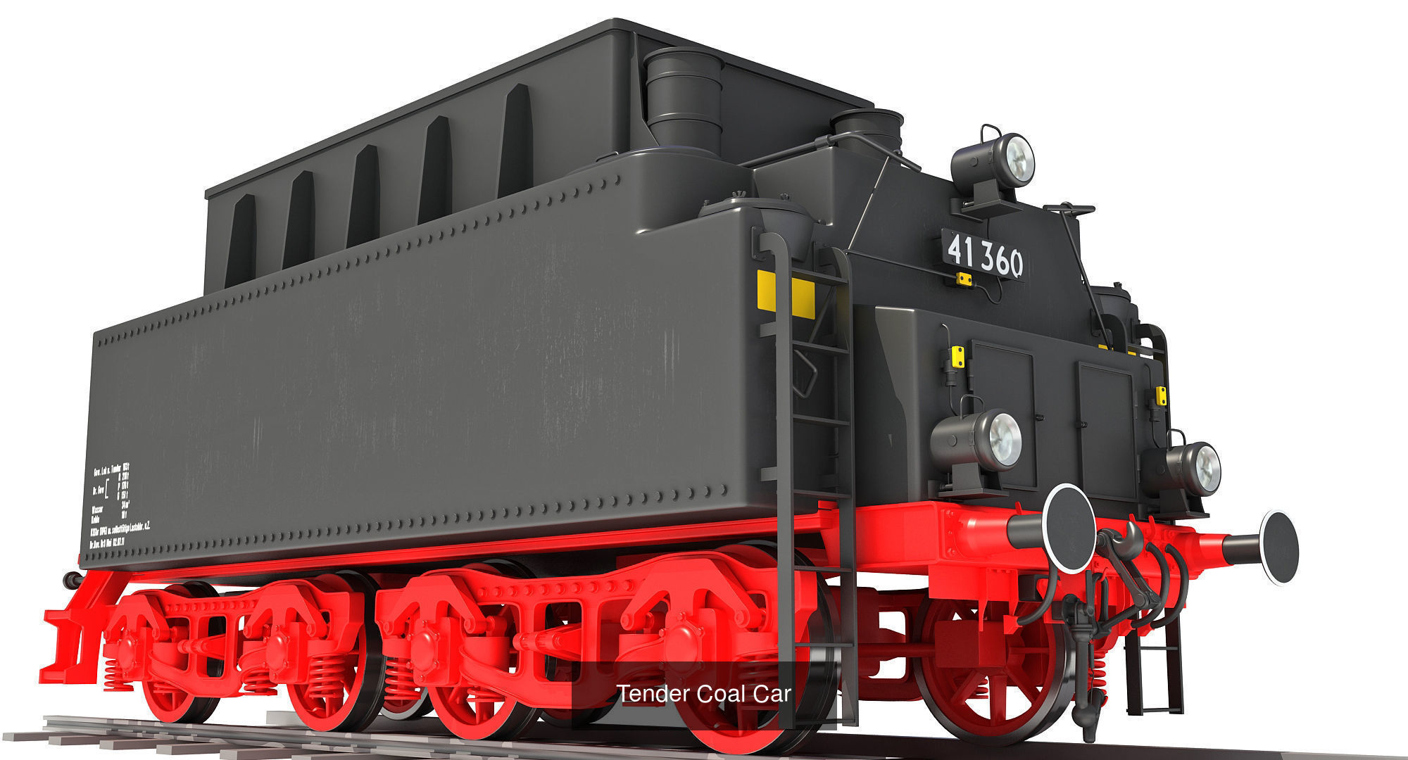 Coal Tender Train Cars 3D Model Collection_3