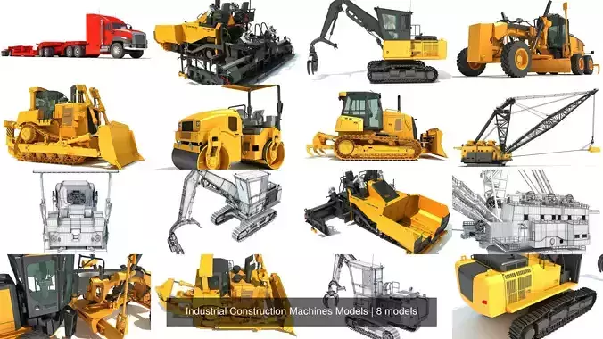 Industrial Construction Machines Models 3D Model Collection