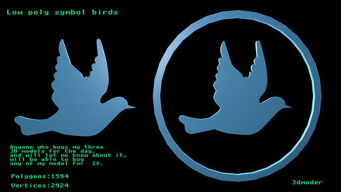 Low poly symbol birds Free low-poly 3D model