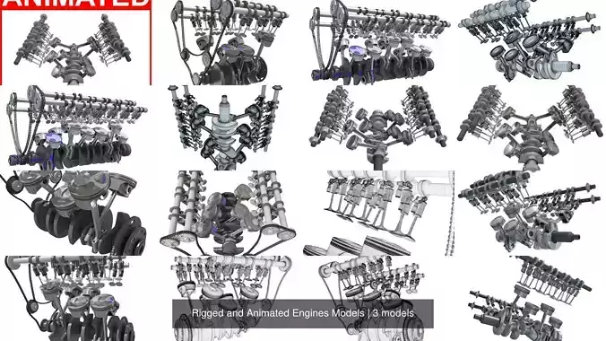 Rigged and Animated Engines Models 3D Model Collection