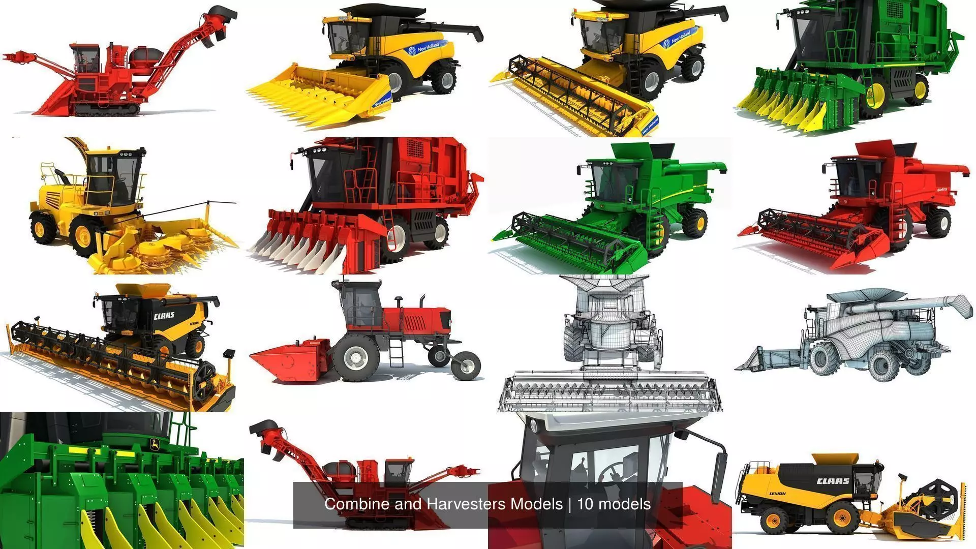 Combine and Harvesters Models 3D Model Collection_0