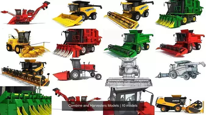 Combine and Harvesters Models 3D Model Collection