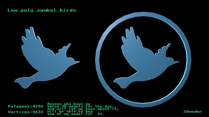 Low poly symbol birds 1 Free low-poly 3D model