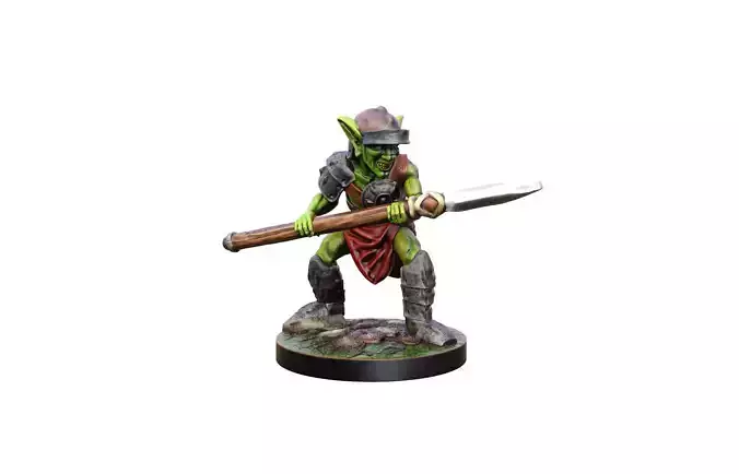 3d printable Goblin spearman 28mm Miiniature