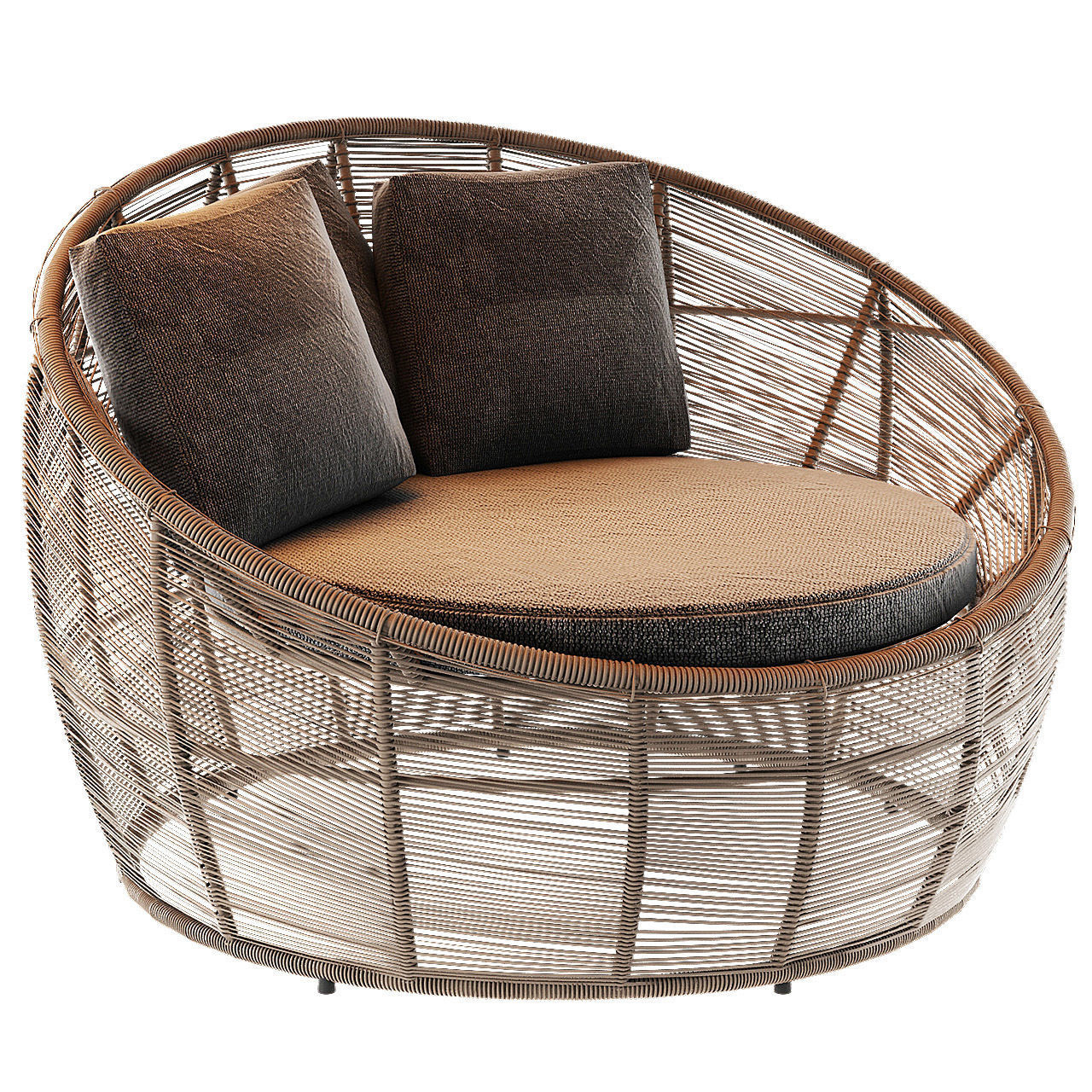 Tamarin Round Grey Resin Wicker Garden Armchair 3D model_2