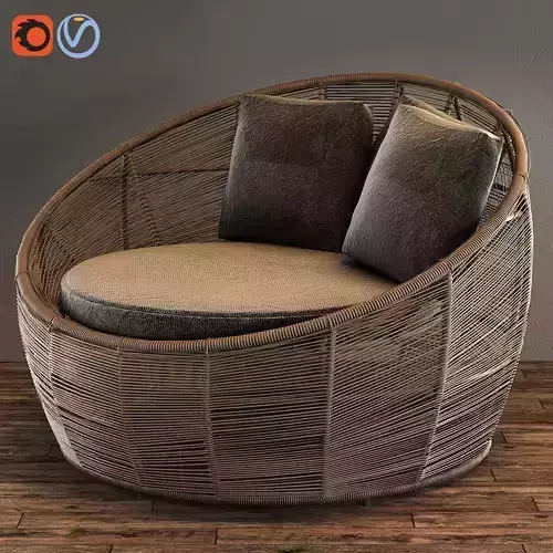 Tamarin Round Grey Resin Wicker Garden Armchair 3D model Tamarin Round Grey Resin Wicker Garden Armchair 3D model