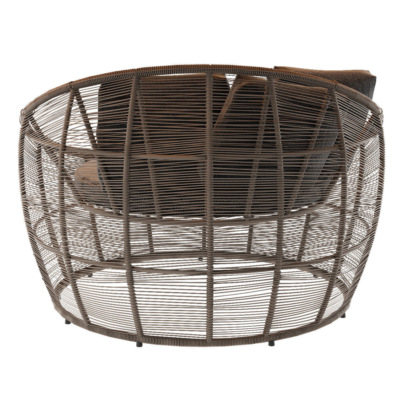 Tamarin Round Grey Resin Wicker Garden Armchair 3D model_4