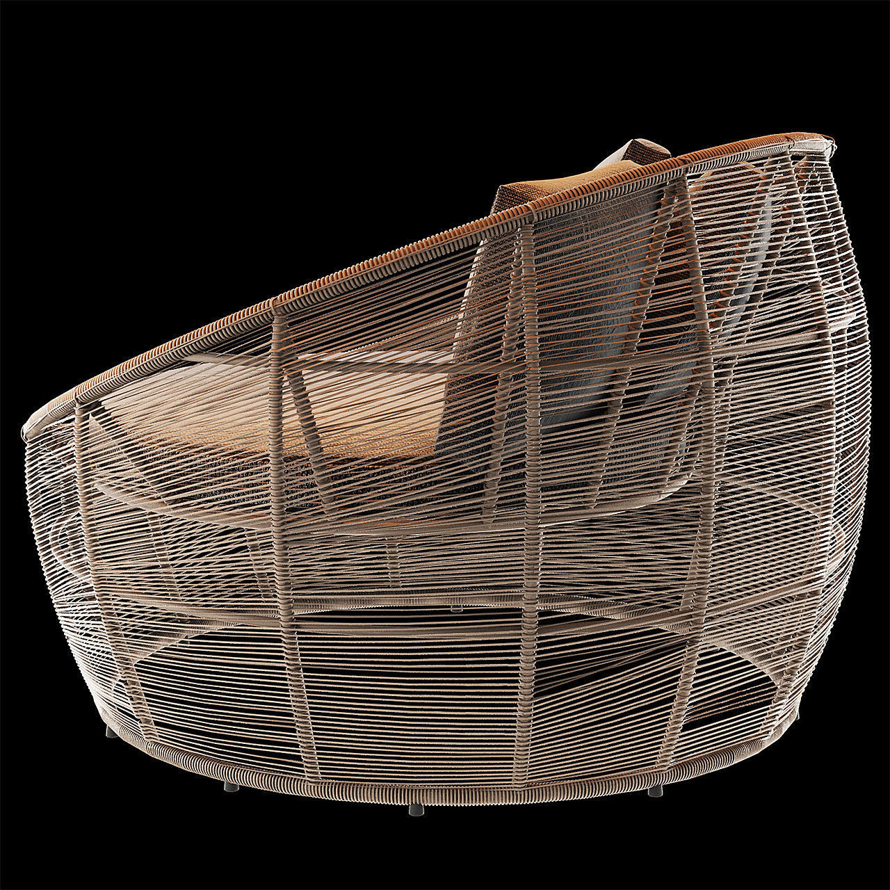 Tamarin Round Grey Resin Wicker Garden Armchair 3D model_3