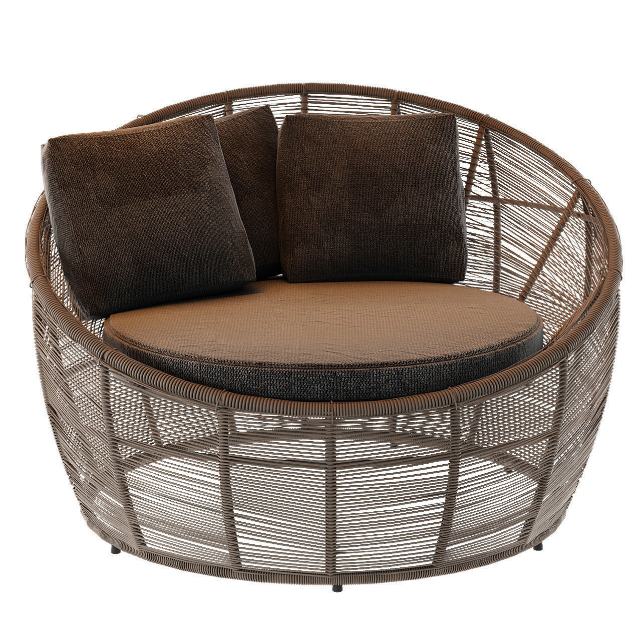 Tamarin Round Grey Resin Wicker Garden Armchair 3D model_6
