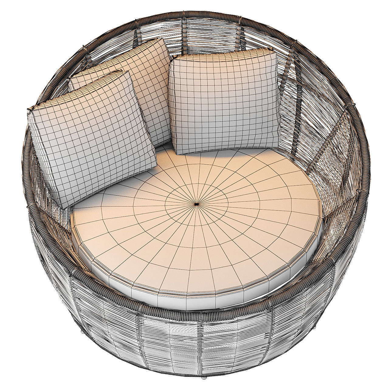 Tamarin Round Grey Resin Wicker Garden Armchair 3D model_8
