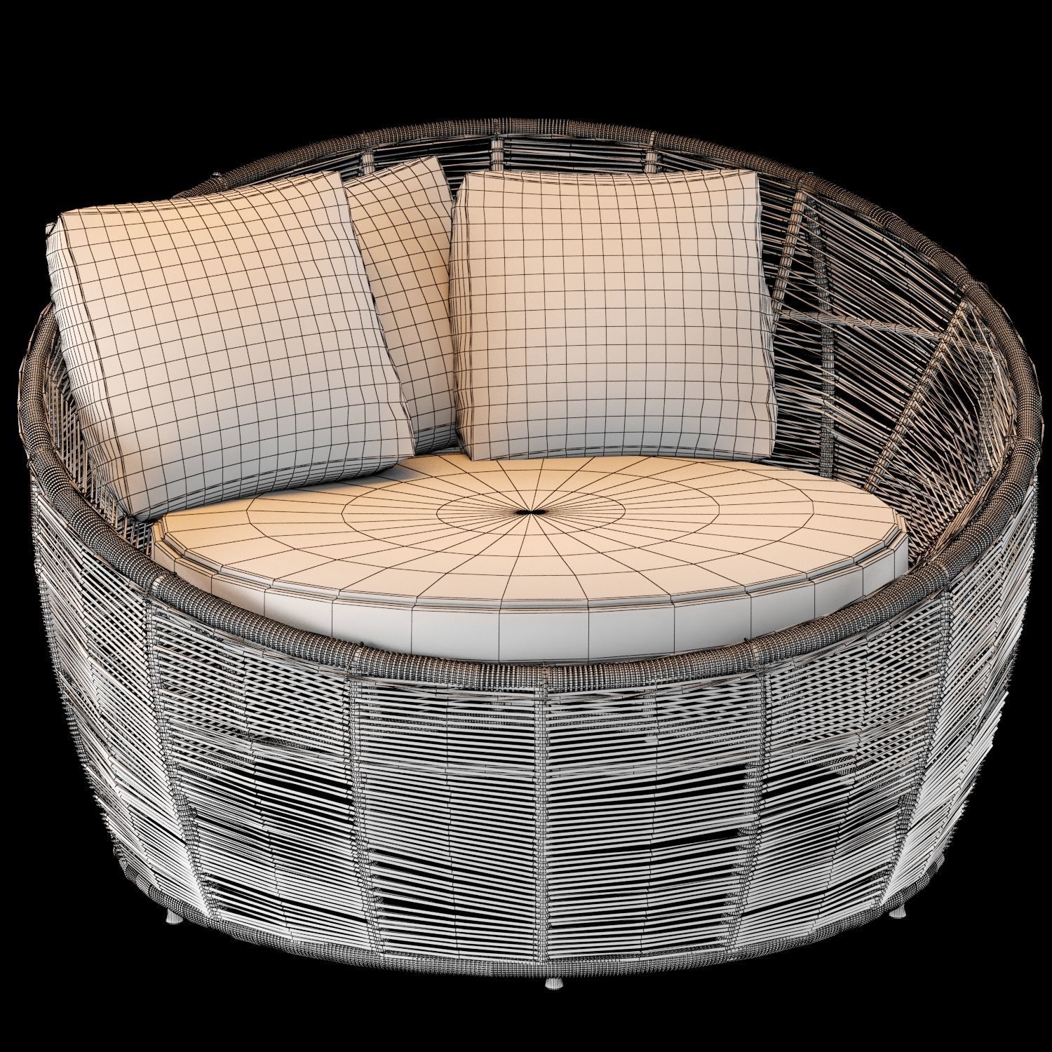 Tamarin Round Grey Resin Wicker Garden Armchair 3D model_12