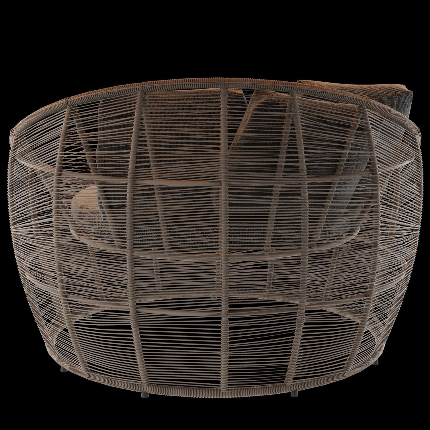 Tamarin Round Grey Resin Wicker Garden Armchair 3D model_10