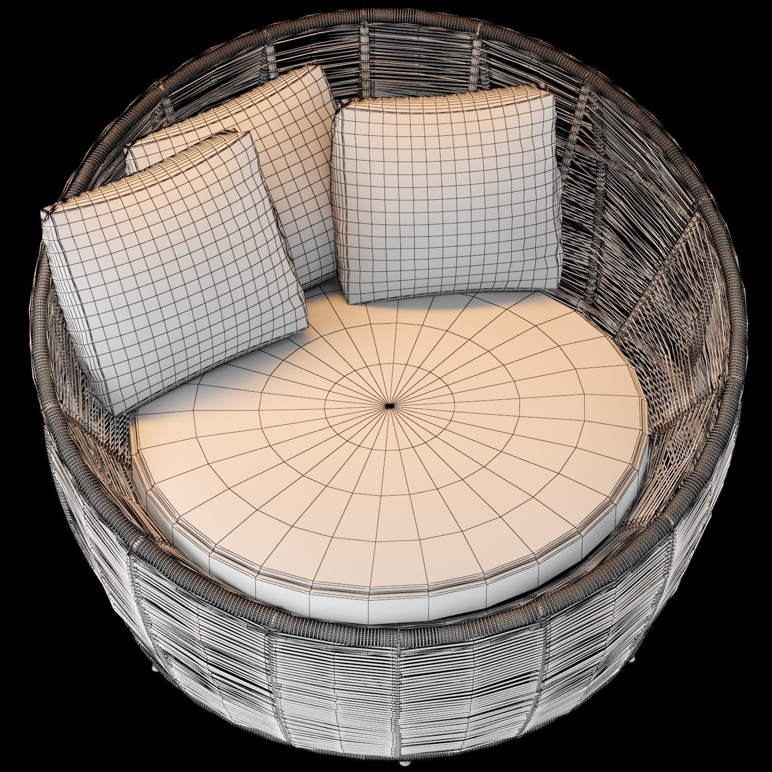 Tamarin Round Grey Resin Wicker Garden Armchair 3D model_14