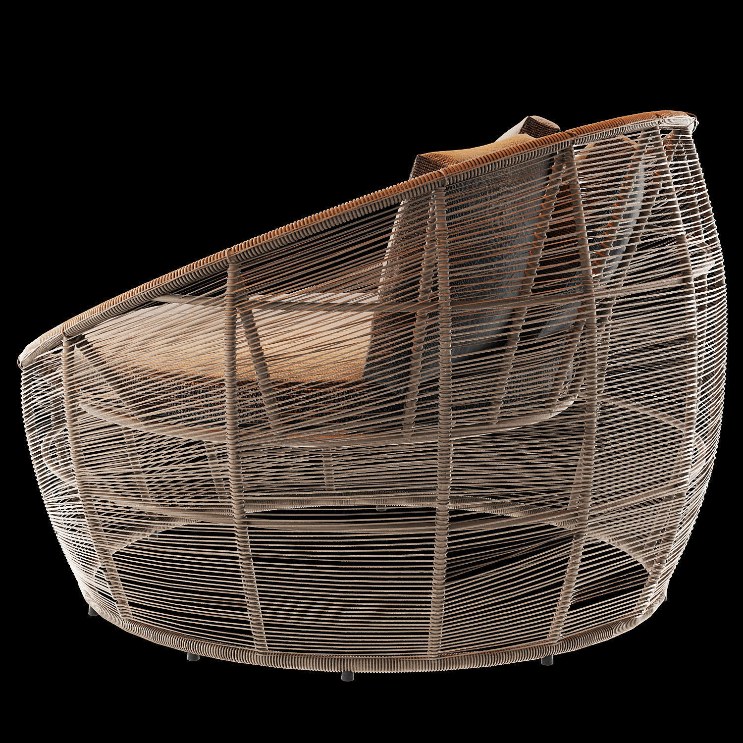 Tamarin Round Grey Resin Wicker Garden Armchair 3D model_9