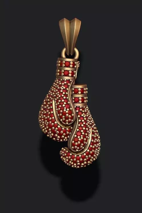 boxing gloves pendant with gems 3D print model_0