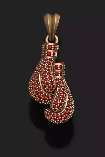 boxing gloves pendant with gems 3D print model