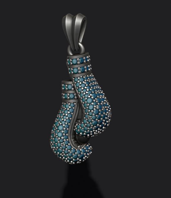 boxing gloves pendant with gems 3D print model_4