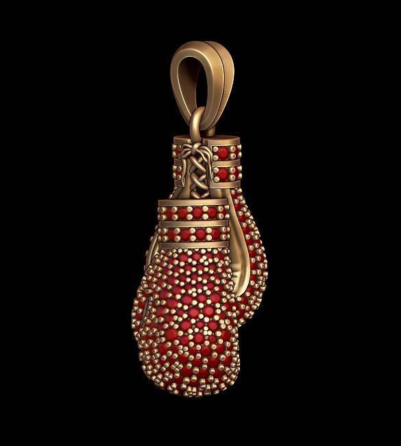 boxing gloves pendant with gems 3D print model_5