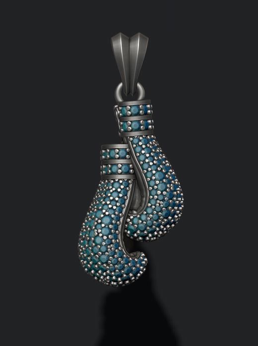 boxing gloves pendant with gems 3D print model_3