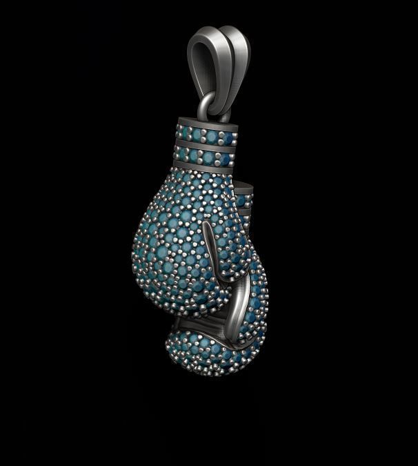 boxing gloves pendant with gems 3D print model_1