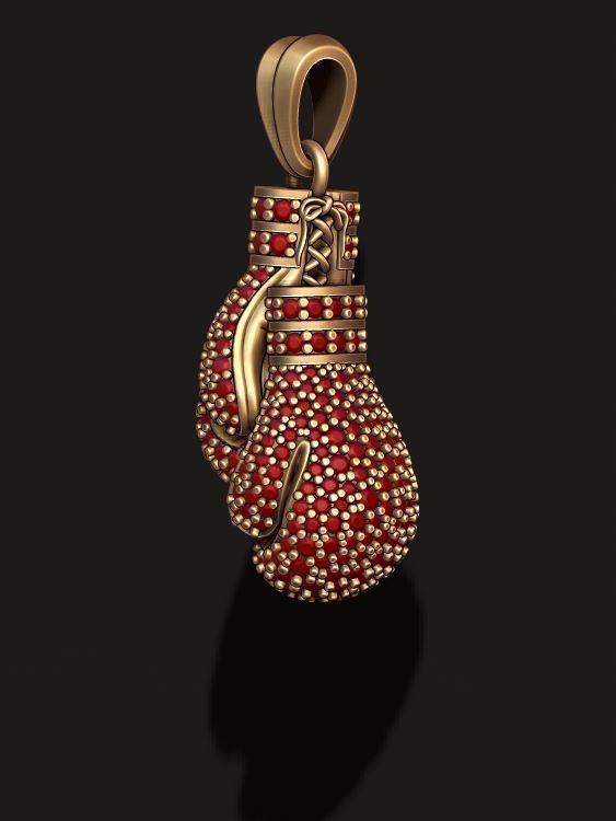boxing gloves pendant with gems 3D print model_6