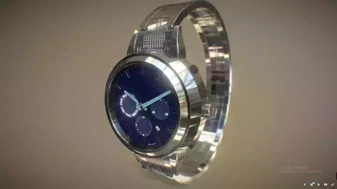 Cool Silver Metallic Watch Low-poly 3D model