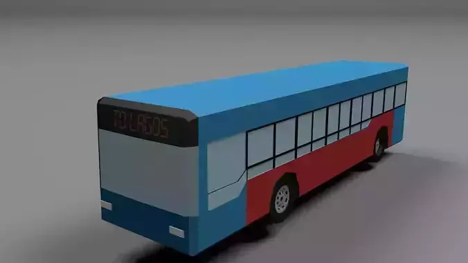 long Bus service 2 Low-poly 3D model