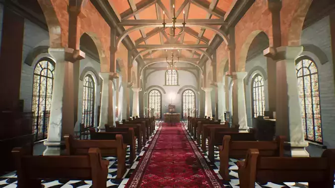 Church for Unreal Updated Low-poly 3D model Church for Unreal Updated Low-poly 3D model