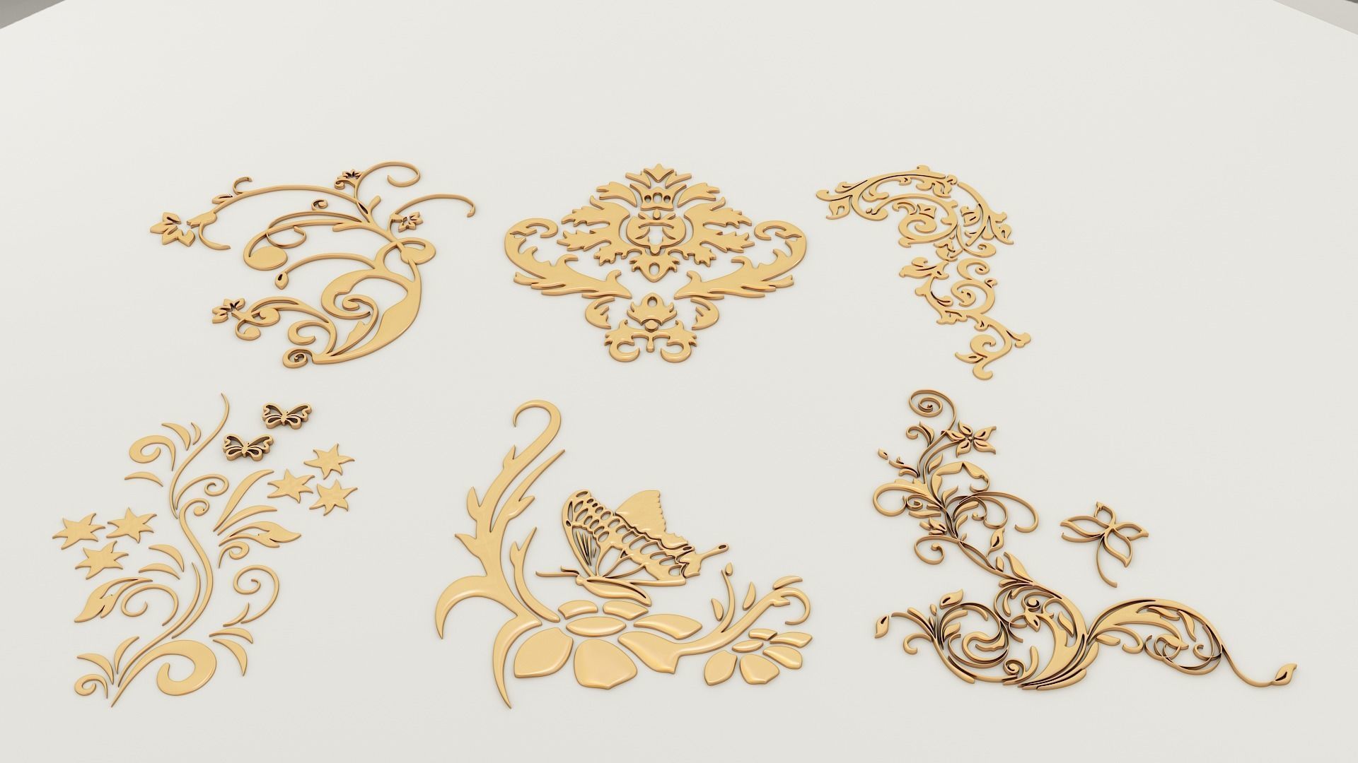 2 sets of decorative ornaments 3D model_1