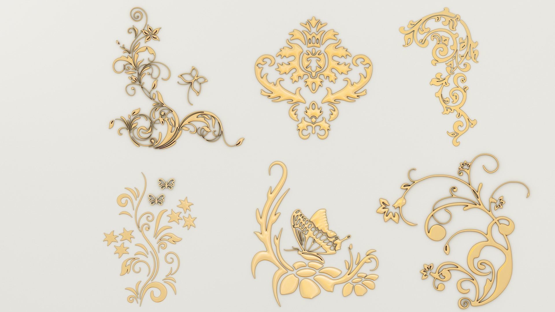 2 sets of decorative ornaments 3D model_2