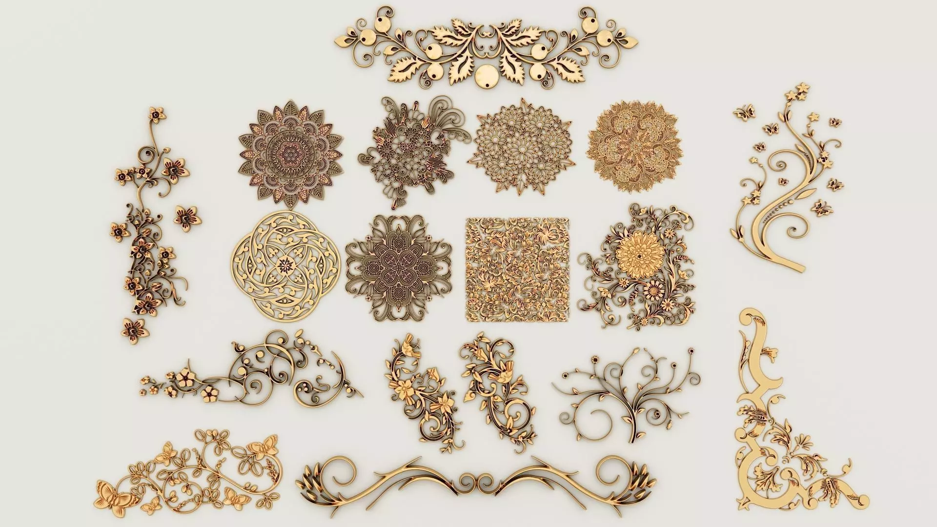 2 sets of decorative ornaments 3D model_0