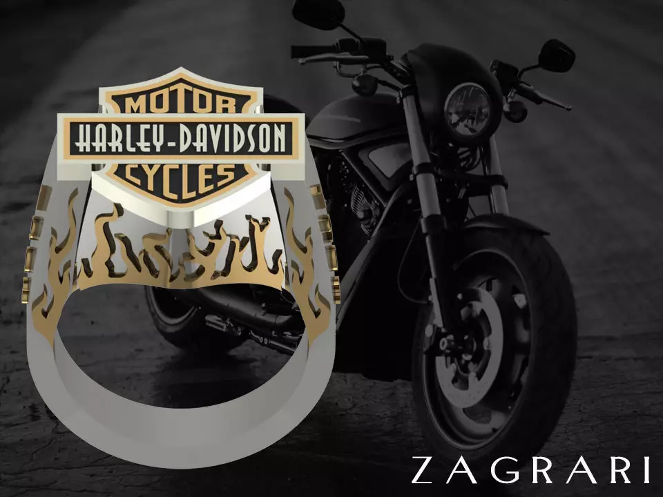 Harley Davidson Ring 3D print model_0