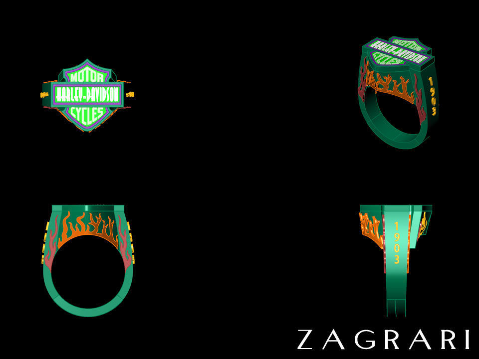Harley Davidson Ring 3D print model_3