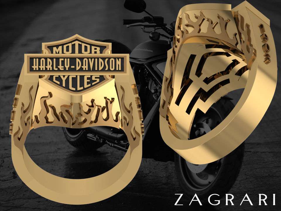 Harley Davidson Ring 3D print model_1