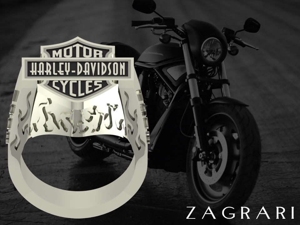 Harley Davidson Ring 3D print model_2