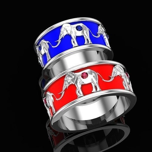 2 Rings with elephants 3D print model