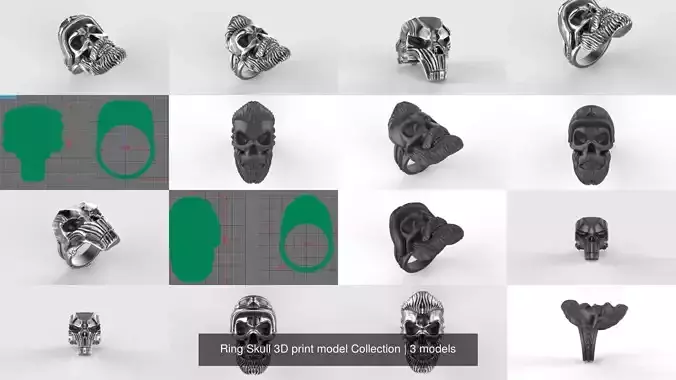 Ring Skull 3D print model Collection