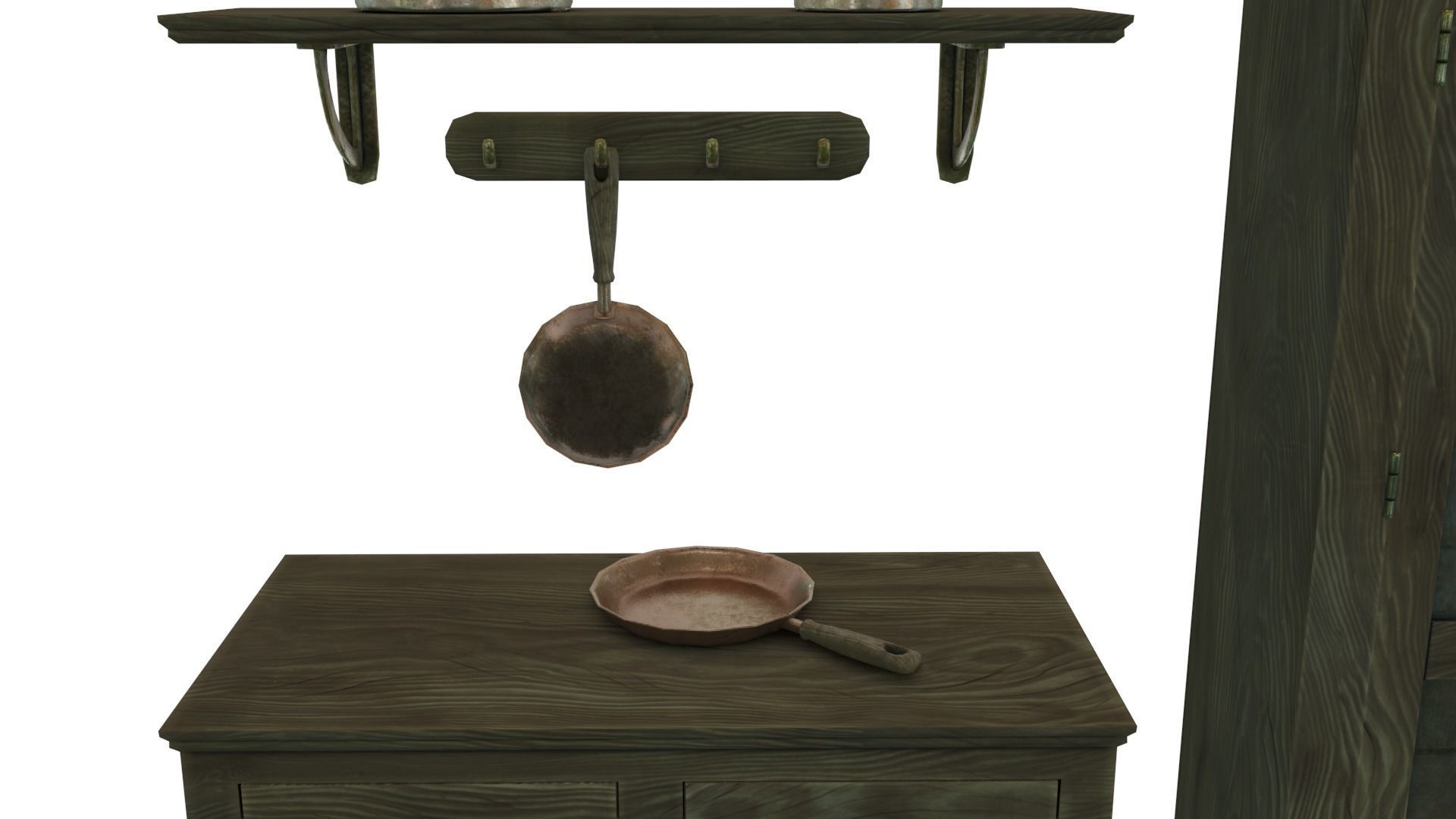 Low Poly Victorian Kitchen Set Low-poly 3D model_1