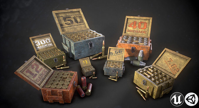 Ammo boxes Low-poly 3D model