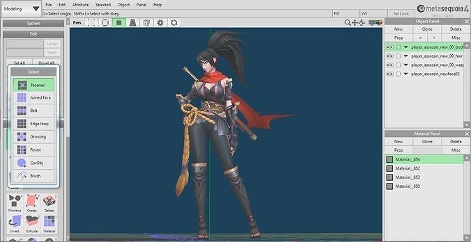 assassin-gai female character in video game 3D model